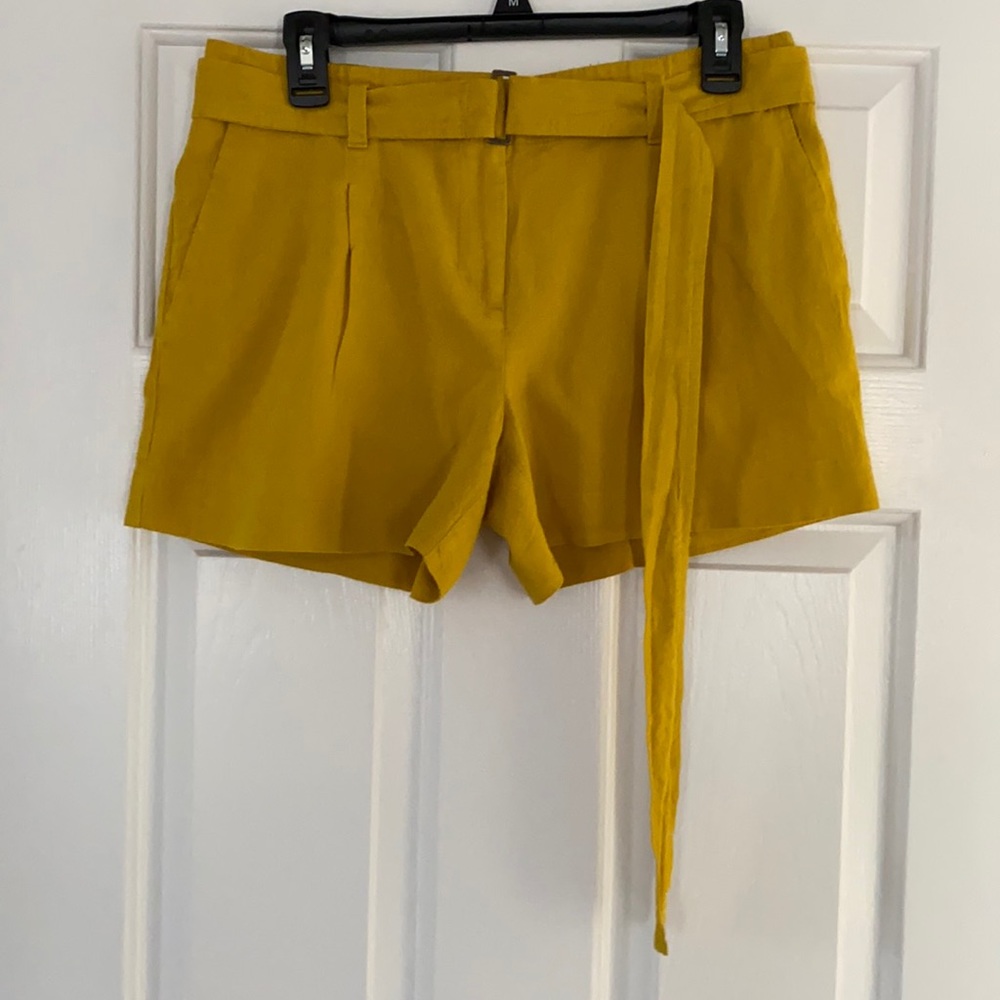Loft belted, mustard color shorts.
